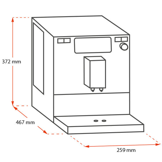Melitta® Kaffeevollautomat Melitta Barista T Smart Silber Schwarz 6761101 35 – Technical line drawing of the machine with labeled parts Melitta® Kaffeevollautomat Melitta Barista T Smart Silber Schwarz 6761101 35 – Technical line drawing of the machine with labeled parts
