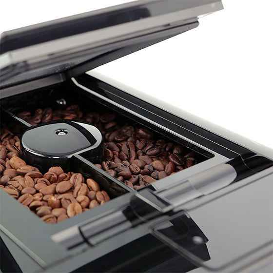Melitta® Kaffeevollautomat Melitta Barista T Smart Schwarz F830 102 6761412 60 – Open view showing bean compartment and milk system Melitta® Kaffeevollautomat Melitta Barista T Smart Schwarz F830 102 6761412 60 – Open view showing bean compartment and milk system