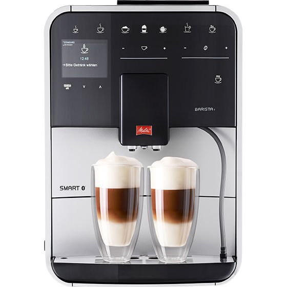 Melitta® Kaffeevollautomat Melitta Barista T Smart Silber Schwarz 6761101 1 – Studio shot of silver-black machine with touch display Melitta® Kaffeevollautomat Melitta Barista T Smart Silber Schwarz 6761101 1 – Studio shot of silver-black machine with touch display